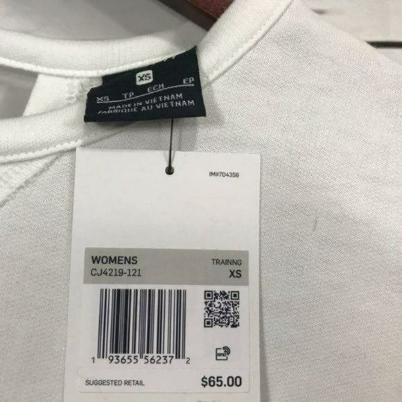 Nike White Active Training Yoga Top XS Oversized, New - Picture 7 of 7